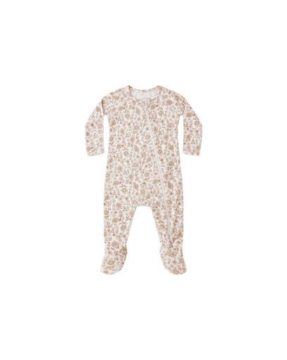 BAMBOO ZIP FOOTIE || BLOOM, Size: 0-3M