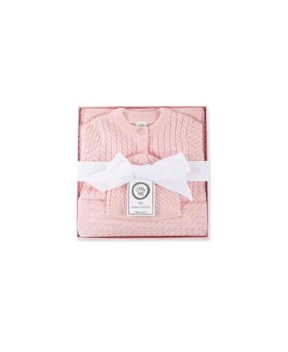 Pink Cable Swtr 3pc Box Set, Size: 3M