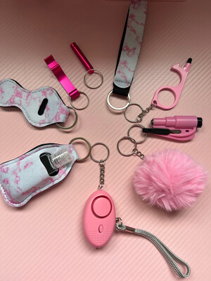 Porte clé self défense rose