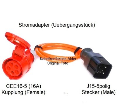 J15 Stecker- auf CEE16-5 Kupplung Stromadapter bis 10kW für Innenanwendung Pur 5x2,5mm2 ab 65.90.-