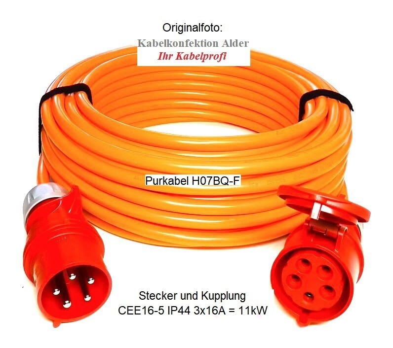 Pur Kabel Verlängerungskabel CEE16-5 IP44 5x2,5mm2 bis 11kW diverse Längen ab 46.-
