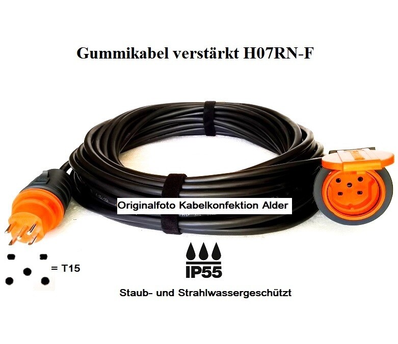 T15 IP55 Verlängerungskabel Gummi verstärkt 5x1,5mm2 ab 69.-