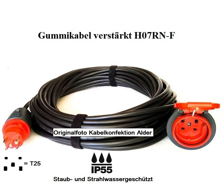 T25 IP55 Verlängerungskabel Gummi verstärkt 5x2,5mm2 ab 89.-