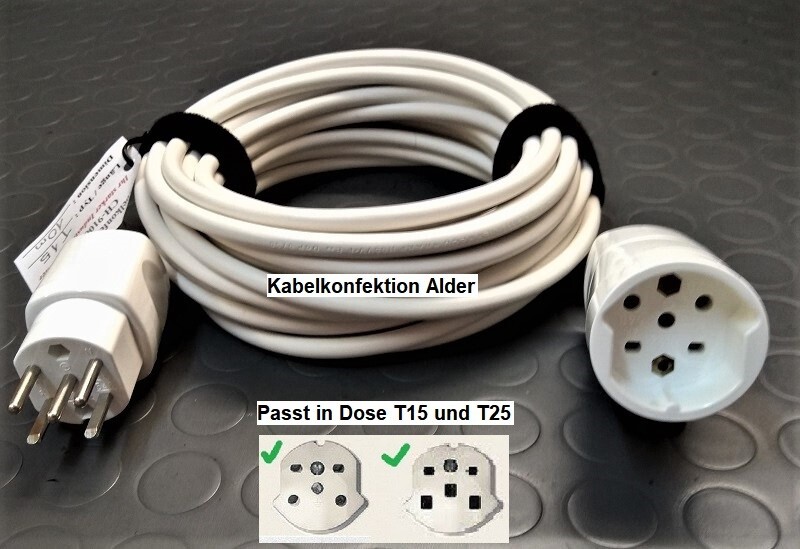 PVC Verlängerungskabel weiss T15/5/400V IP20 5x1,5mm2 für Innenanwendung ab 39.-
