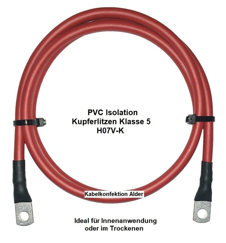 Batteriekabel H07V-K 25mm2 rot bis 125A mit Rohrkabelschuh M8 beidseitig ab 21.-