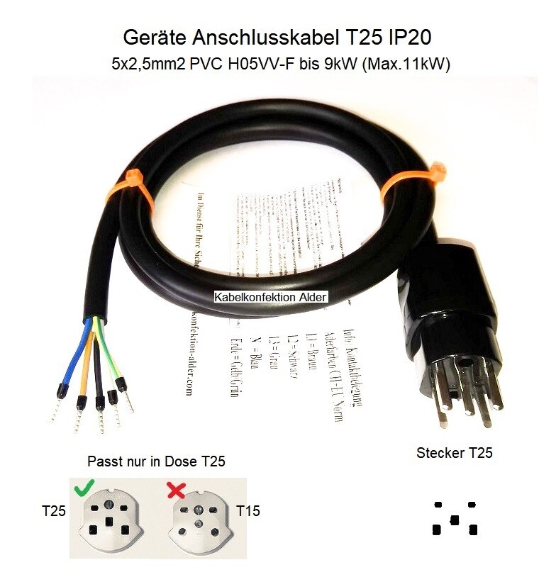 T25 PVC Geräteanschlusskabel für Innenanwendung IP20, ab 39.-