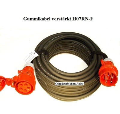 Gummi Verlängerungskabel verstärkt CEE32-5 IP44 H07RN-F für Innen- und Aussenanwendung 5x6mm2 bis 22kW ab 75.-