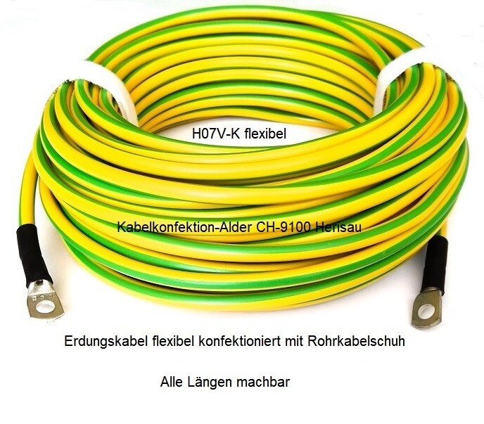 Erdungskabel flexibel 25mm2 mit Rohrkabelschuh M10 ab 24.-
