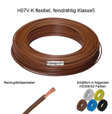 Einzelleiter Steuerlitze H07V-K braun 6mm2 Meterware, 50m Ringe oder 100m Spulen ab 1.70.-/m1