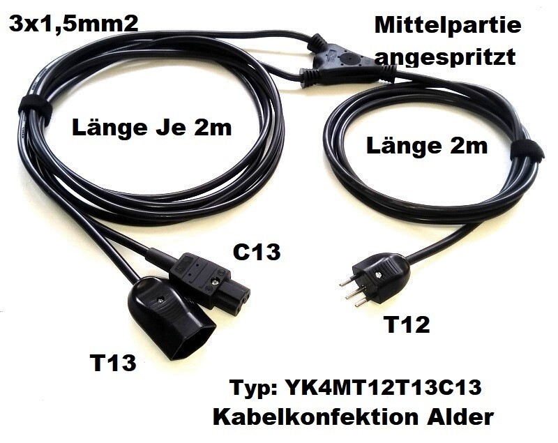 4m Y-Kabel konfektioniert mit T12/T13 und C13 für Innenanwendung nur 29.90.-