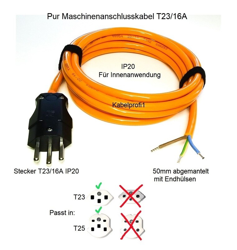 Geräteanschlusskabel Pur T23 IP20 3x2,5mm2 bis 3,7kW ab 19.90.-