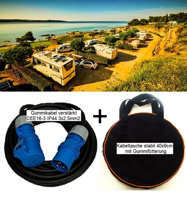 Campingkabel CEE16-3 IP44 Gummi verstärkt 3x2,5mm2 IP44 inkl. Kabeltasche stabil ab 73.90.-