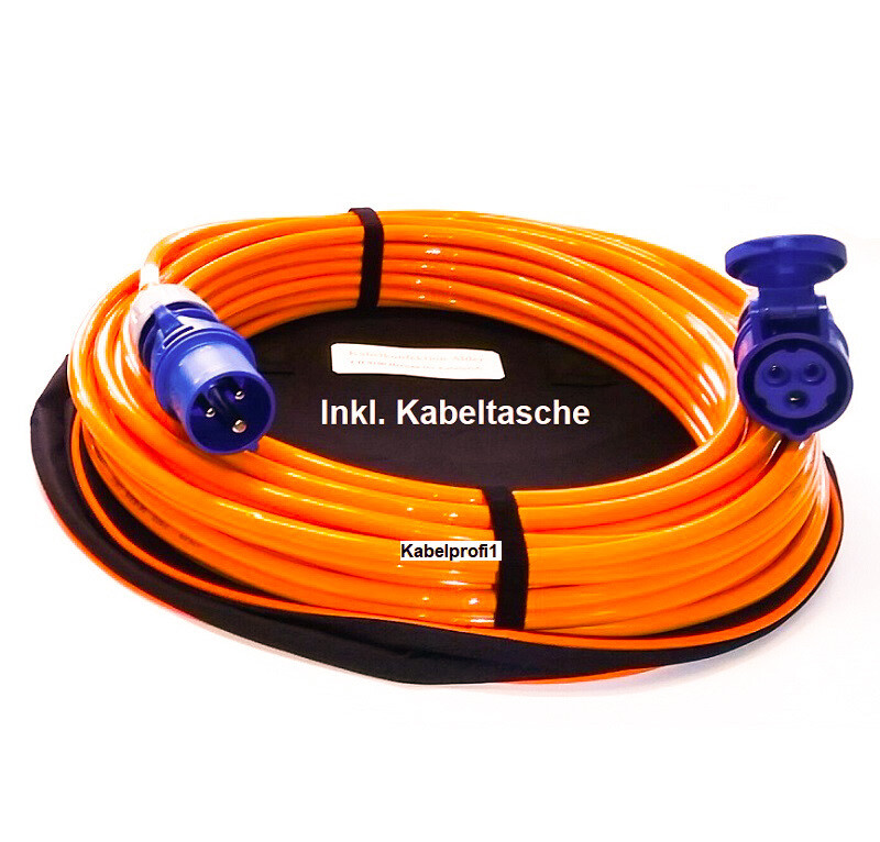 Bootskabel Schiffländekabel 50m Pur 3x2,5mm2 CEE16-3 IP44 inkl. Tasche