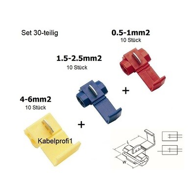 Abzweigklemmen 0,5-6mm2 (Parallelverbinder) Set 30-teilig nur 9.-