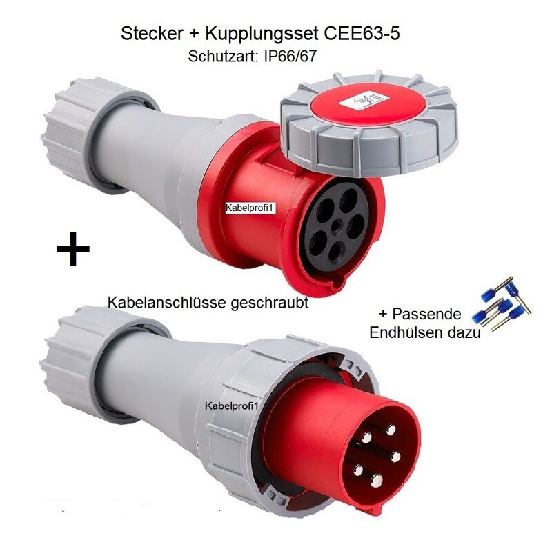 Kupplung + Stecker  CEE63-5 IP66/67 Set nur 79.90