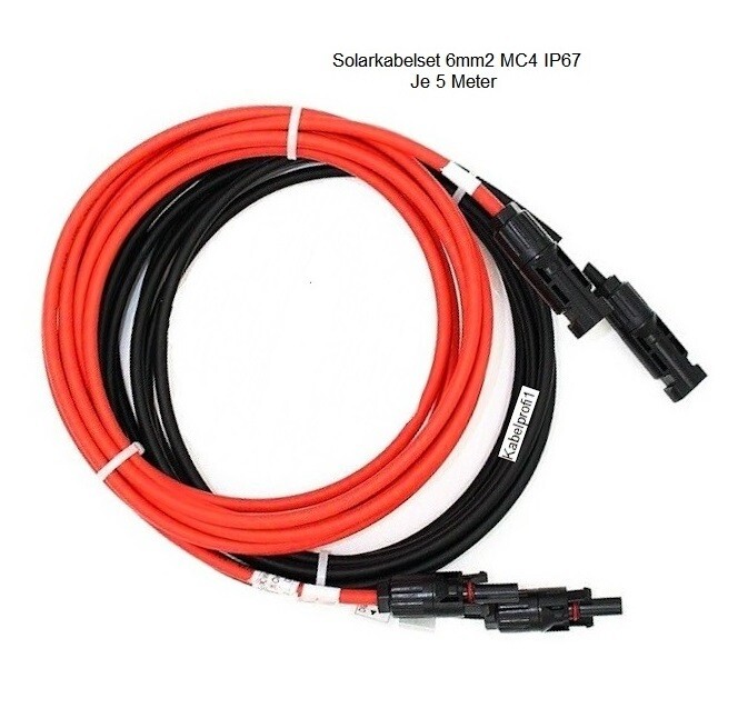 Solarkabel 6mm2 MC4 IP67 je 10 Meter rot und schwarz H1Z2Z2-K nur 49.90.-