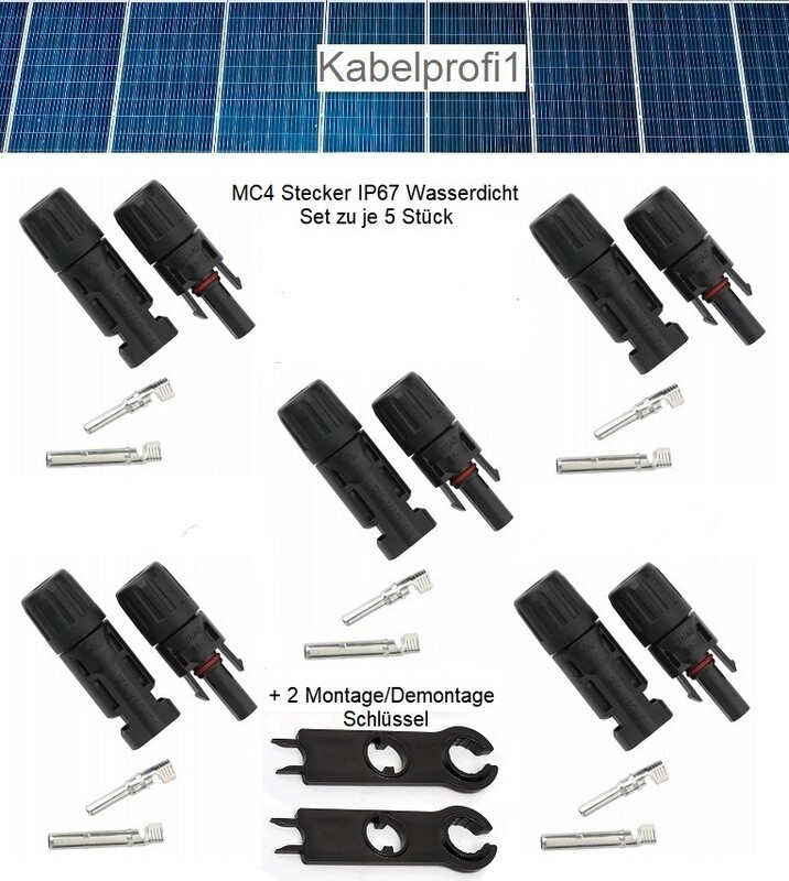 Solarstecker MC4 und Kupplungen für 4-6mm2 Kabelquerschnitt je 5 Stück