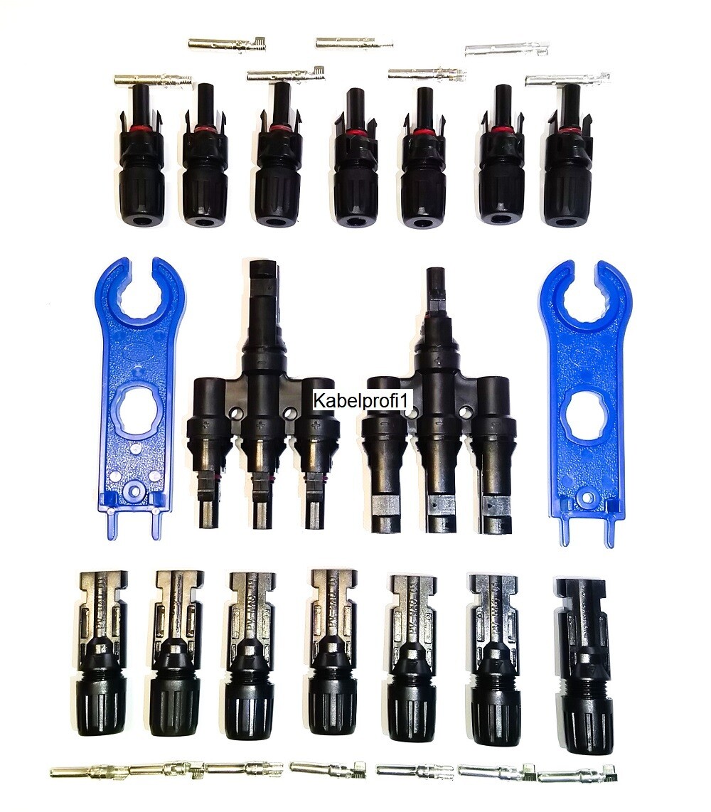 MC4 W-Verteiler 3 fach Inkl. 7 Stück MC4 Stecker Top-SET