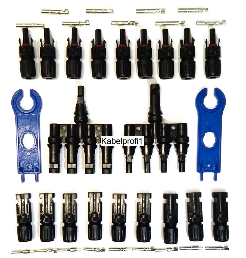 MC4 Verteiler 4 fach Inkl. 9 Stück MC4 Stecker Top-SET