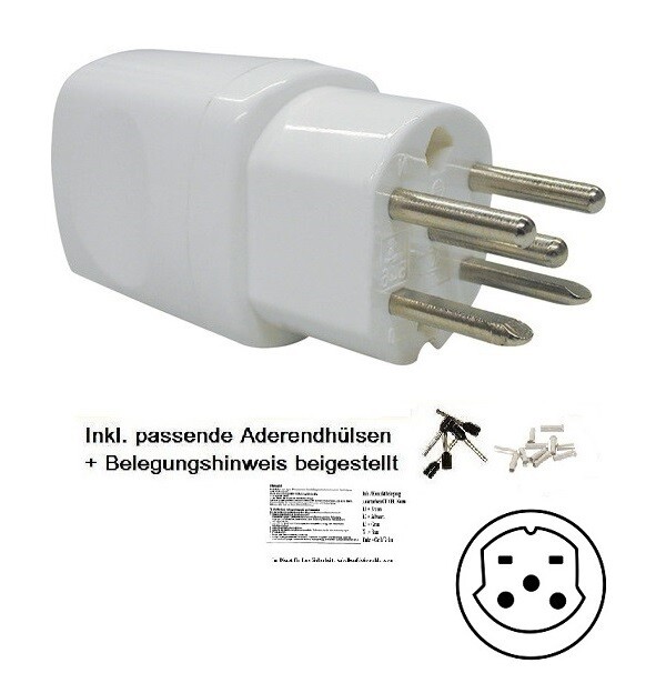 Stecker T15 IP20 230-400V weiss