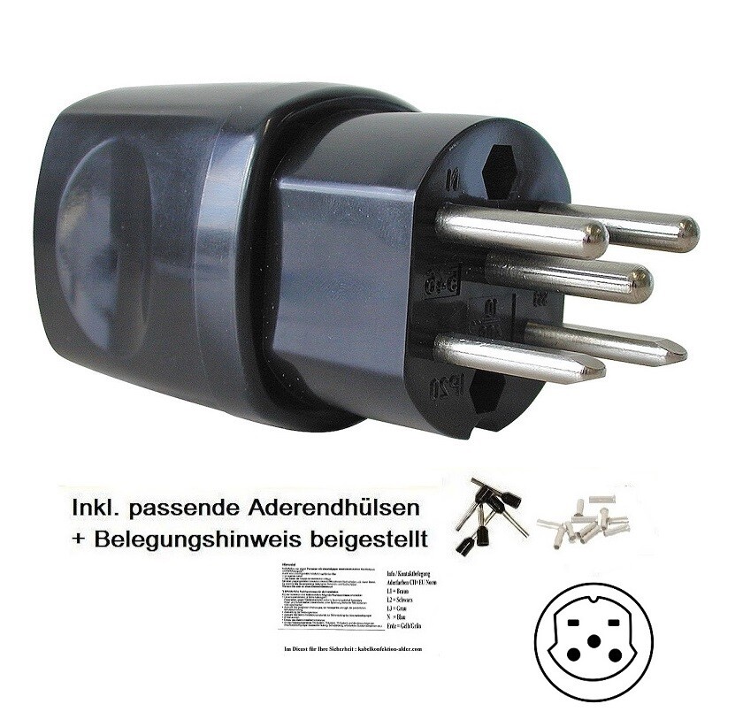 Stecker T15 IP20 230-400V schwarz