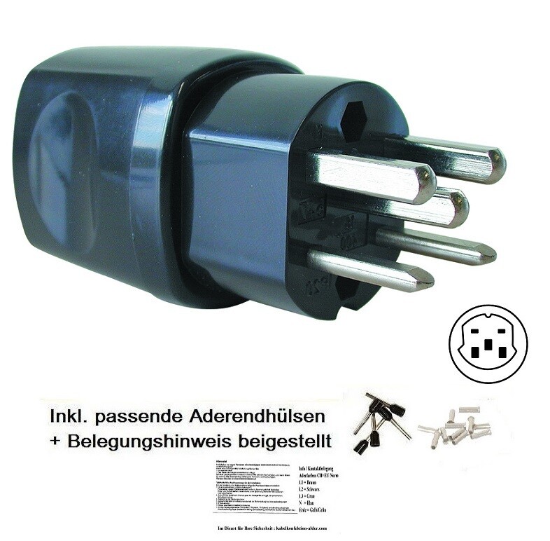 Stecker T25 IP20 230-400V schwarz