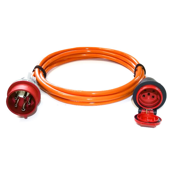 Stromadapter CEE16-5 Stecker auf T25 Kupplung IP55 Purkabel für Innen+ Aussenanwendung