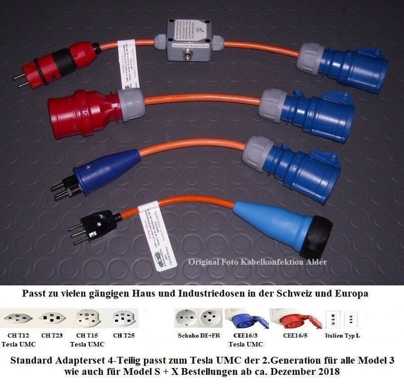 4-teiliges Adapterset für Tesla Model 3 +Y, S+X