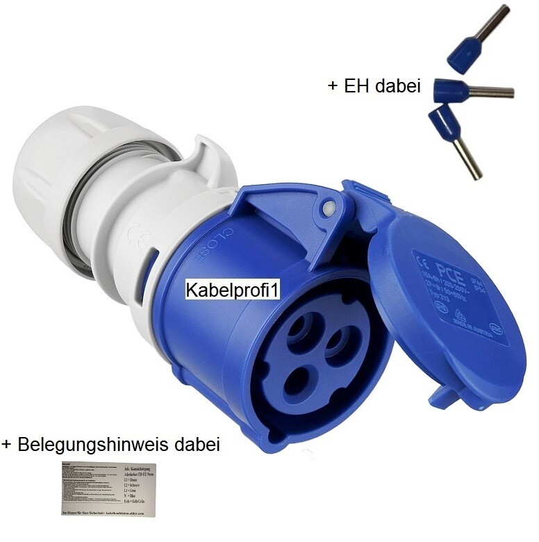 Kupplung CEE16-3 IP44 Camping