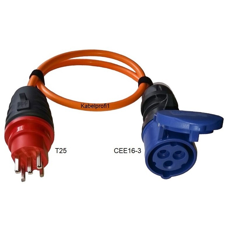 Adapter T25 IP55 auf CEE16-3 IP44 div. Längen ab 39.90.-