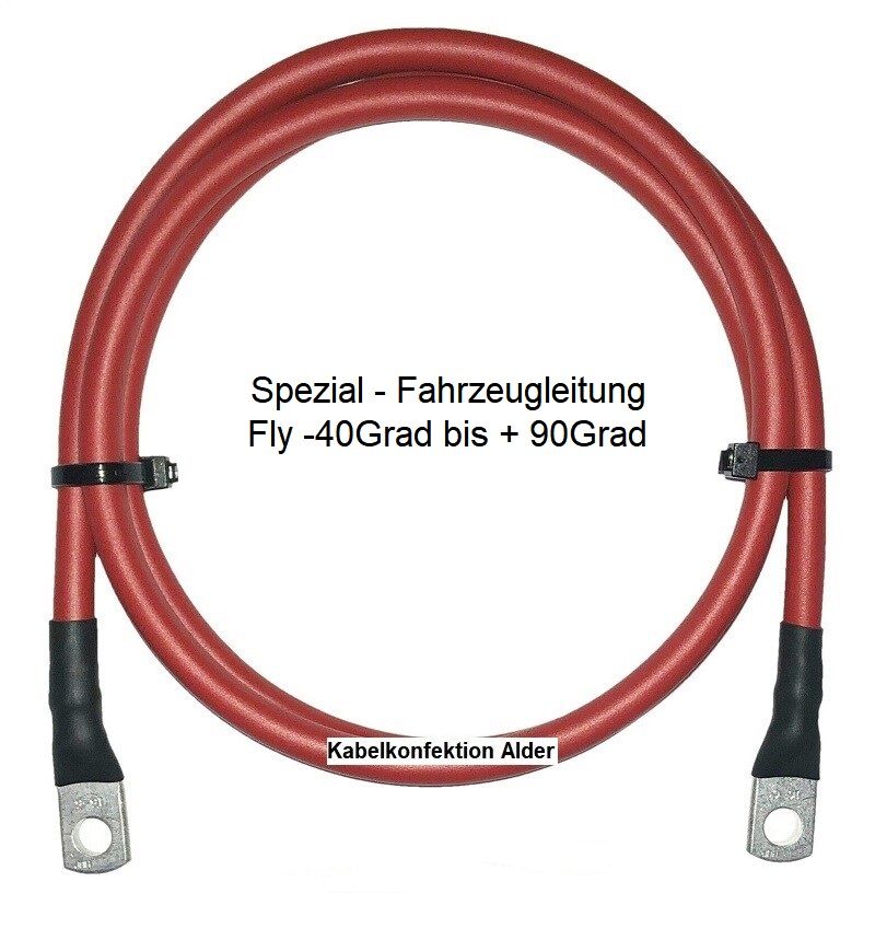 Batteriekabel Anlasserkabel Fly 16mm2 rot bis 95A mit Rohrkabelschuh M8 beidseitig ab 15.-