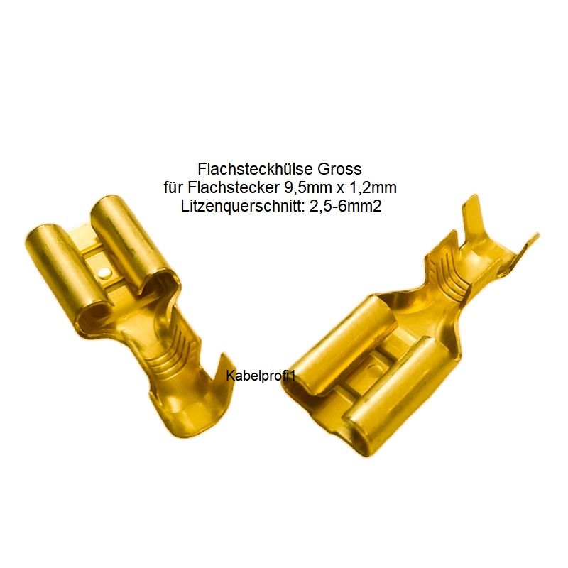 Flachsteckhülse Gross passend auf Flachstecker 9,5x1,2mm pro Stück 1.90.-