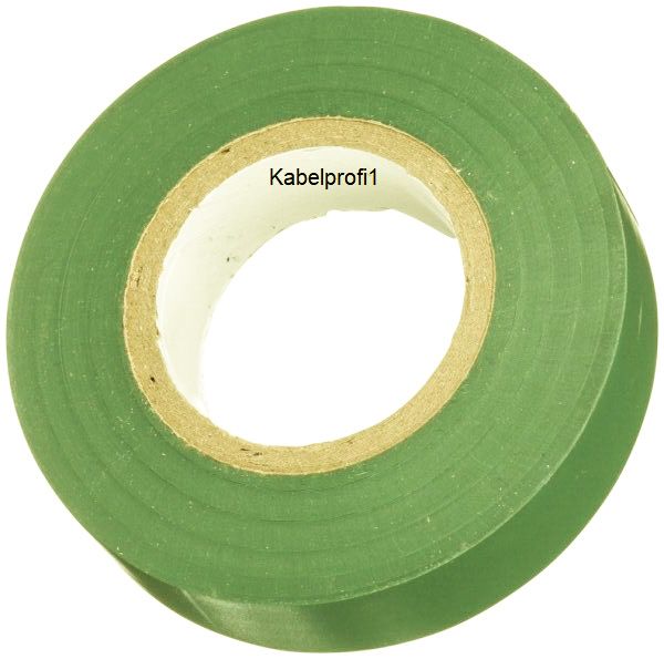 Isolierband 20Meter breite 19mm Stärke 0.18mm, PVC,DV 38.9 kV/mm, grün