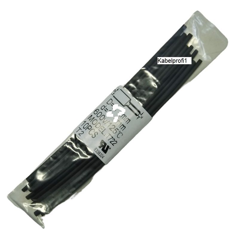 Schrumpfschlauch 2,4mm zu 1,2mm 2:1 schrumpfend schwarz 10-er Pack