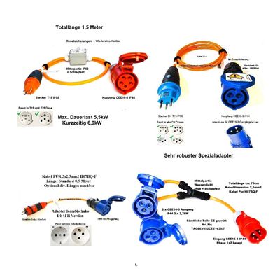 Stromadapter (Uebergangsstücke) +Y-Kabel für Aussen