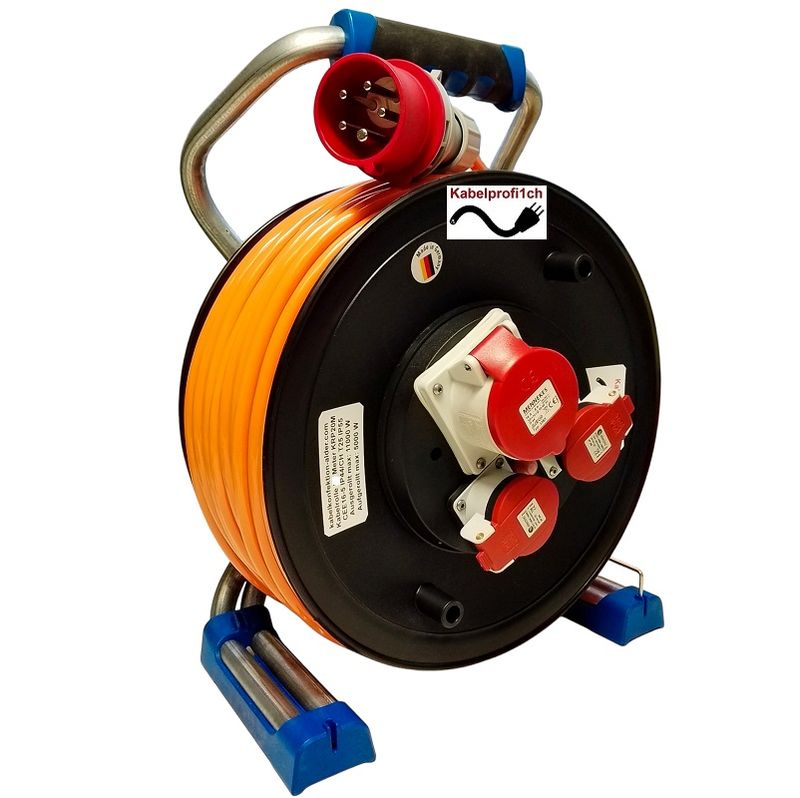 Kabelrolle Profiline schlagfest CEE16-5 IP44/55 5x2,5mm2 max. Belastung 11kW, von 25-50 Meter verfügbar ab 259.-