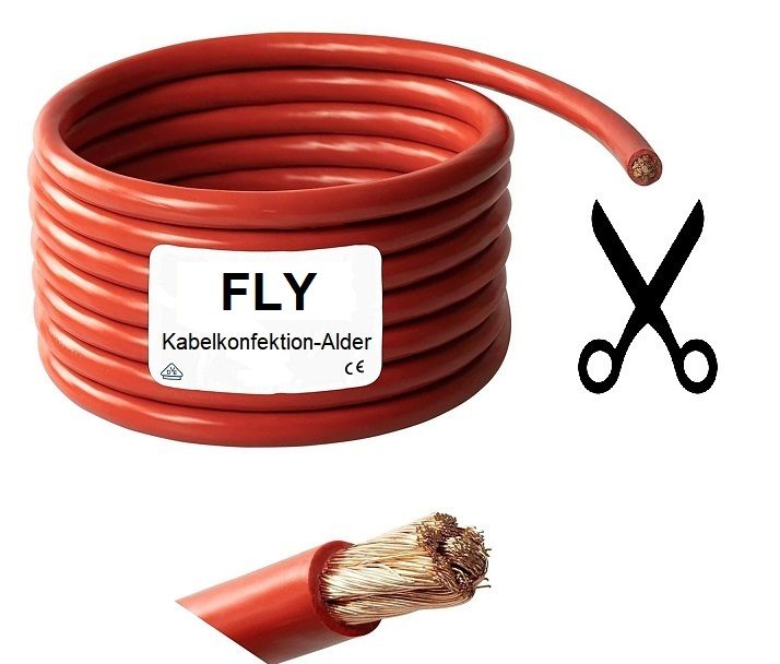 Batteriekabel Akkukabel Fahrzeugleitung FLY rot 16mm2 Rein-Kupferlitzenkabel Meterpreis