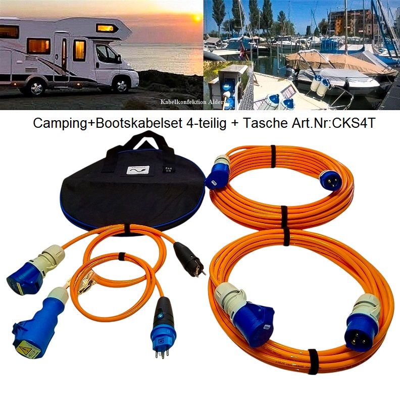 25m+10m Camping + Bootskabelset Purkabel Set 4-teilig  CEE16-3 3x2,5mm2 inkl. Tasche nur 199.90.-