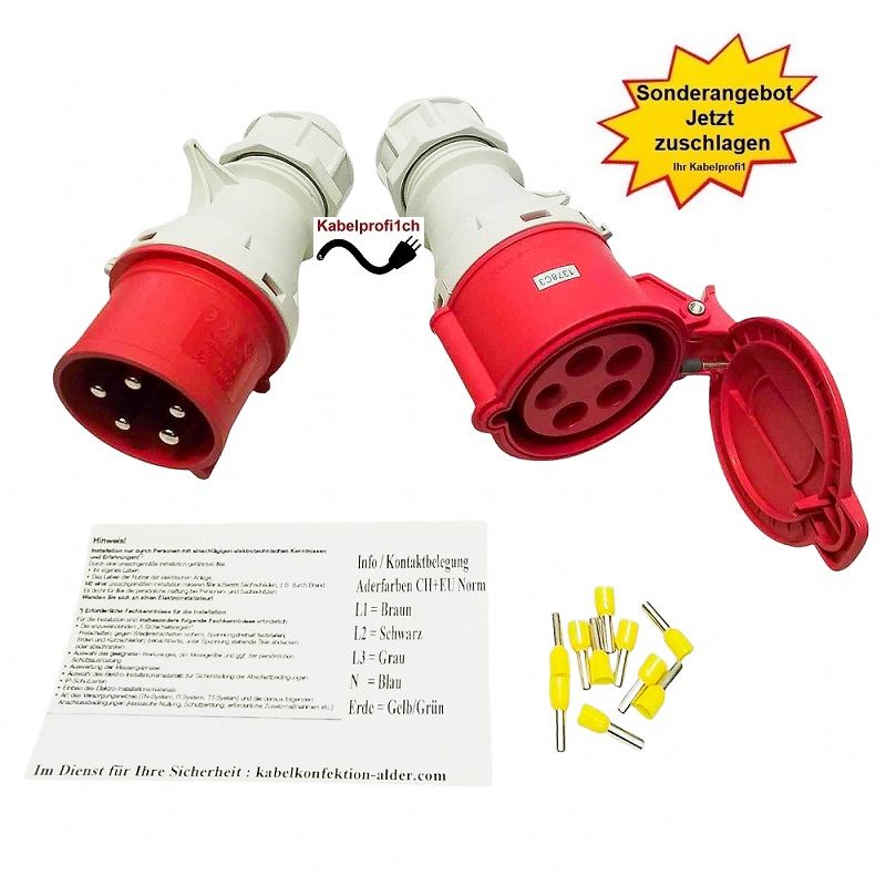 CEE32-5 IP44 Stecker und Kupplungsset