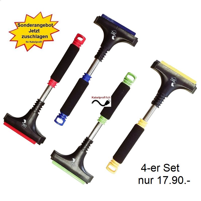 4-er Set Auto-Eiskratzer mit Gummilippe Black Line nur 17.90.-