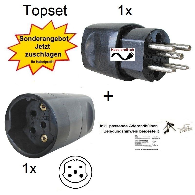 Topset Aktion Stecker + Kupplung T15 -10A 230-400V nur 9.95.-