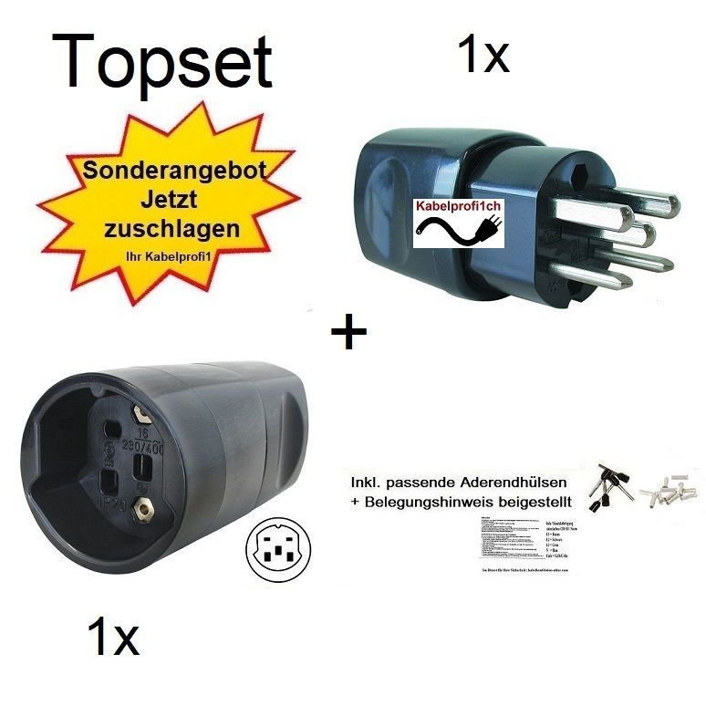 Topset Aktion Stecker + Kupplung T25 -16A 230-400V nur 8.95.-