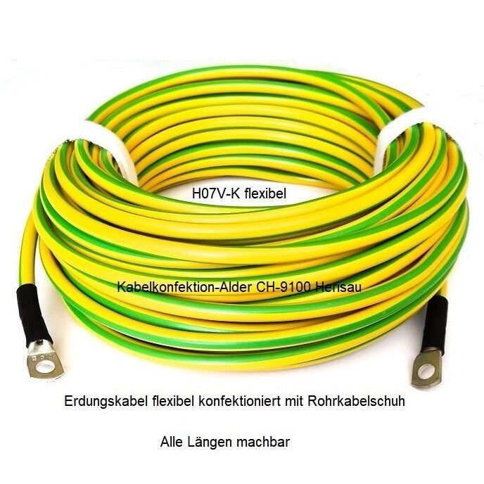 Erdungskabel flexibel 10mm2 mit Rohrkabelschuh M8 ab 17.-