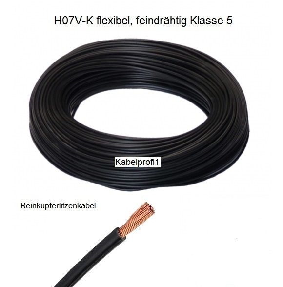 Einzelleiter Steuerlitze (Minus-) H07V-K schwarz 25mm2 Meterware + 50m Ringe oder 100m Spulen, ab 5.90.-/m1