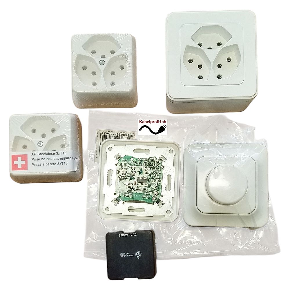 Steckdosen T13 3-fach + 2 Drehdimmer LED