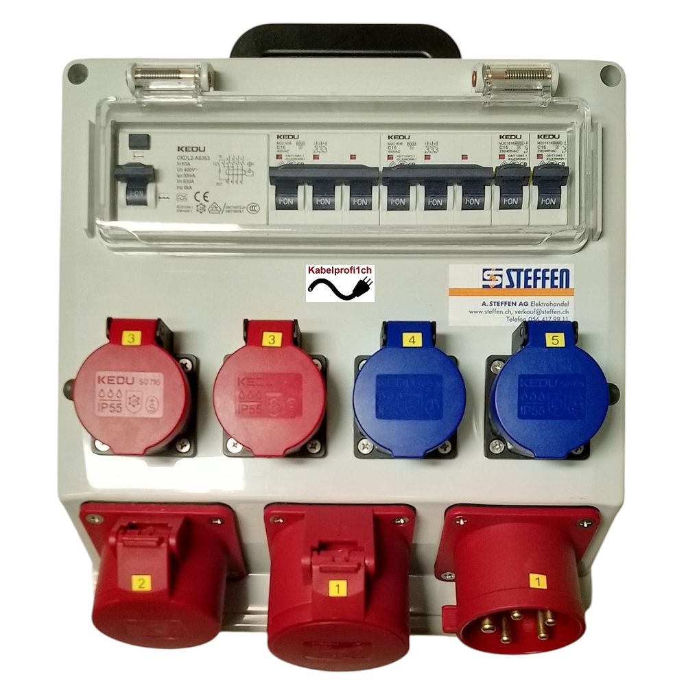 Stromverteiler 32A - 22kW IP44/IP55