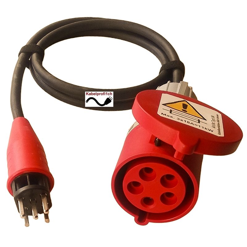 Stromadapter T25 IP20 auf CEE32-5 IP44 diverse Längen mit Gummi Kabel ab 67.90.-