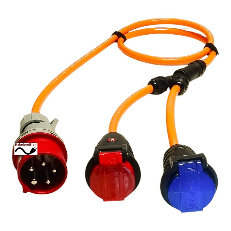 Y Spezialkabel Pur CEE16-5 mit 2 Abgängen 1xT25 IP55 + 1xT23 IP55 ab 69.90.-