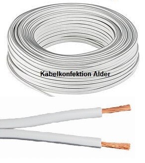 Lautsprecherkabel Reinkupfer weiss flexibel 2x1,5mm2 H03VH-H, pro Meter 1.70