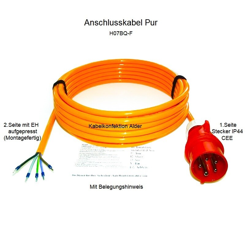 Pur Geräteanschlusskabel CEE16-5 IP44 5x2,5mm2 für Innen- und Aussenanwendung bis 11kW ab 35.90